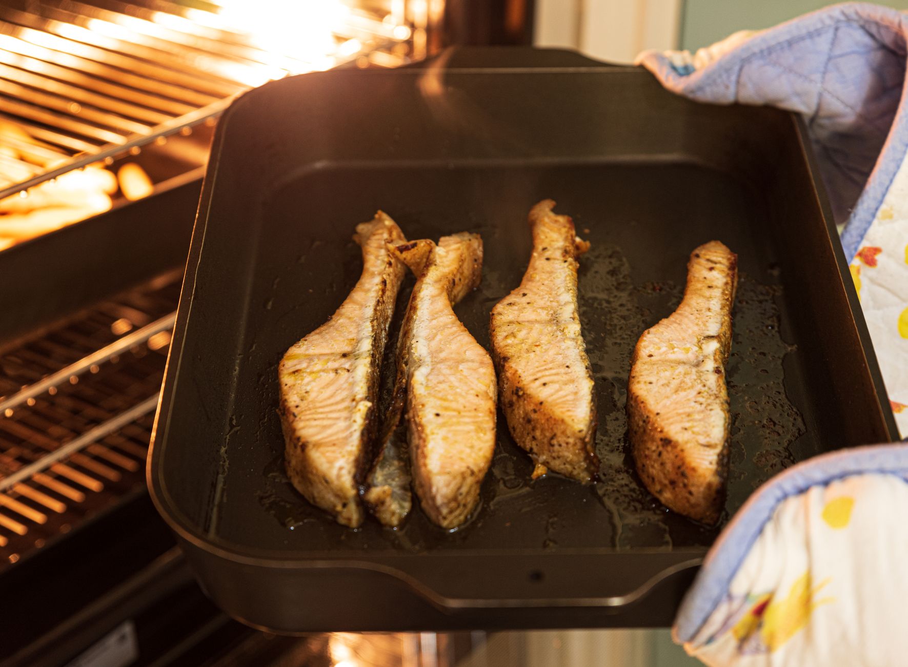 Sheet-pan harissa salmon with charred vegetables